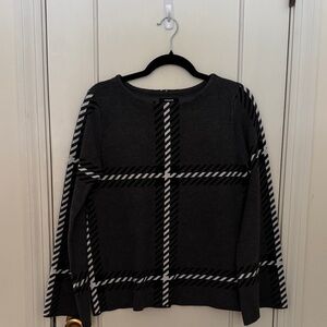 Premise Black and White Checkered Long Sleeve Top